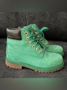 Timberland Emerald Green Nubuck Lace-Up Boots